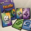 Collecto! card game with colorful number and symbol cards laid out alongside the game box, designed for 2-8 players, ages 6 and up.